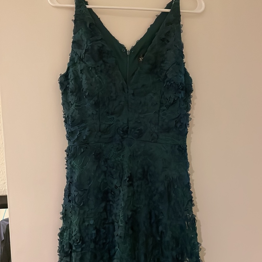 Emerald floral escape drape dress